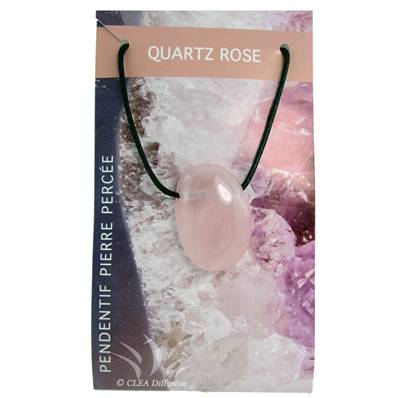 Pendentif Pierre ovale percée - Quartz Rose
